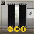 LW collection LW collection - gordijnen Zwart Velvet Kant en klaar 290x270cm - Kant en klare gordijnen met ringen Velours - Fluwelen Verduisterende gordijnen