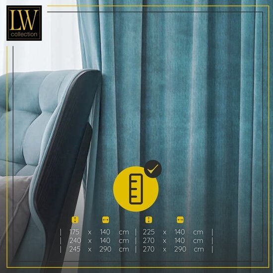 LW collection LW collection - gordijnen - kant en klaar - fluweel - verduisterend - turquoise blauw velvet - 290x270cm