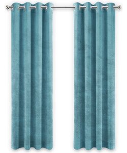 LW collection - gordijnen - kant en klaar - verduisterend - turquoise blauw velvet - fluweel - 290x245cm