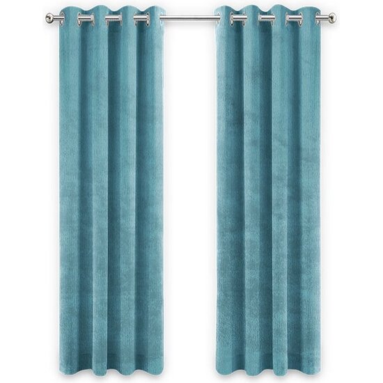 LW collection LW collection - gordijnen - kant en klaar - verduisterend - turquoise blauw velvet - fluweel - 290x245cm
