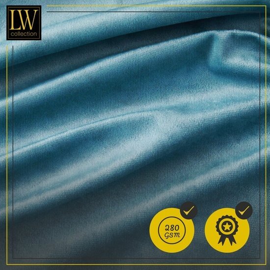 LW collection LW collection - gordijnen - kant en klaar - verduisterend - turquoise blauw velvet - fluweel - 290x245cm