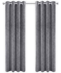 LW collection - gordijnen - verduisterend - grijs velvet - kant en klaar - fluweel - 290x270cm