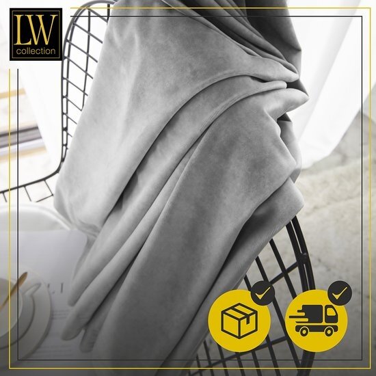 LW collection LW collection - gordijnen - verduisterend - grijs velvet - kant en klaar - fluweel - 290x270cm
