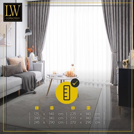 LW collection LW collection - gordijnen - verduisterend - grijs velvet - kant en klaar - fluweel - 290x270cm
