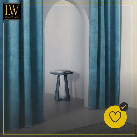 LW collection LW collection - gordijnen turquoise blauw Velvet Kant en klaar 140x270cm - Kant en klare gordijnen met ringen Velours - Fluwelen Verduisterende gordijnen