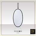 LW collection LW Collection wandspiegel zwart rond ovaal 45x96 cm metaal - grote spiegel muur - industrieel - woonkamer gang - badkamerspiegel - muurspiegel slaapkamer zwarte rand - hangspiegel met luxe design