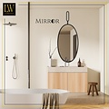LW collection LW Collection wandspiegel zwart rond ovaal 45x96 cm metaal - grote spiegel muur - industrieel - woonkamer gang - badkamerspiegel - muurspiegel slaapkamer zwarte rand - hangspiegel met luxe design