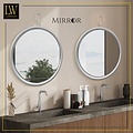 LW collection LW Collection wandspiegel met haak zilver rond 60x79 cm metaal - grote spiegel muur - industrieel - woonkamer gang - badkamerspiegel - muurspiegel slaapkamer zilveren rand - hangspiegel met luxe design
