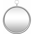 LW collection LW Collection wandspiegel met haak zilver rond 60x79 cm metaal - grote spiegel muur - industrieel - woonkamer gang - badkamerspiegel - muurspiegel slaapkamer zilveren rand - hangspiegel met luxe design