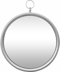 LW Collection wandspiegel met haak zilver rond 60x79 cm metaal - grote spiegel muur - industrieel - woonkamer gang - badkamerspiegel - muurspiegel slaapkamer zilveren rand - hangspiegel met luxe design