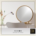 LW collection LW Collection Tafel spiegel goud 30x32 cm metaal - spiegel tafel - industrieel - woonkamer gang - badkamerspiegel - make up spiegel
