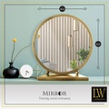 LW collection LW Collection Tafel spiegel goud 30x32 cm metaal - spiegel tafel - industrieel - woonkamer gang - badkamerspiegel - make up spiegel