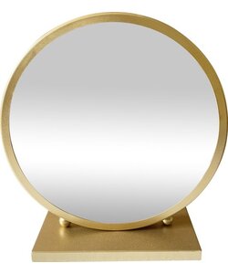 LW Collection Tafel spiegel goud 30x32 cm metaal - spiegel tafel - industrieel - woonkamer gang - badkamerspiegel - make up spiegel