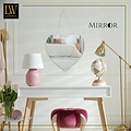 LW collection LW Collection wandspiegel hartje zilver met touw 40x61 cm metaal- hart spiegel muur - industrieel - woonkamer gang - badkamerspiegel - muurspiegel slaapkamer zilveren rand - hangspiegel met luxe design