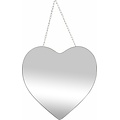 LW collection LW Collection wandspiegel hartje zilver met touw 40x61 cm metaal- hart spiegel muur - industrieel - woonkamer gang - badkamerspiegel - muurspiegel slaapkamer zilveren rand - hangspiegel met luxe design