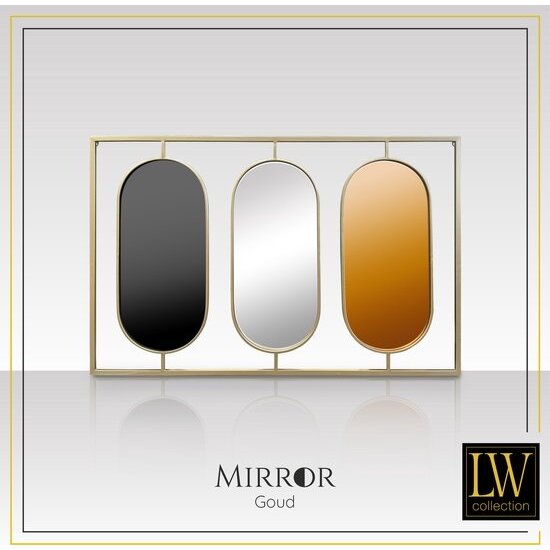 LW collection LW Collection luxe design wandspiegel goud rechthoek 109x70 cm metaal - grote spiegel muur - industrieel - woonkamer gang - badkamerspiegel - muurspiegel