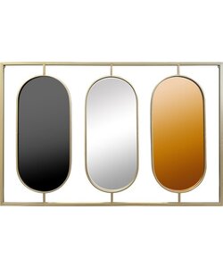 LW Collection luxe design wandspiegel goud rechthoek 109x70 cm metaal - grote spiegel muur - industrieel - woonkamer gang - badkamerspiegel - muurspiegel