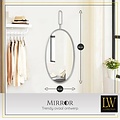 LW collection LW Collection wandspiegel zilver rond ovaal 45x96 cm metaal - grote spiegel muur - industrieel - woonkamer gang - badkamerspiegel - muurspiegel slaapkamer zilveren rand - hangspiegel met luxe design