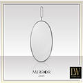 LW collection LW Collection wandspiegel zilver rond ovaal 45x96 cm metaal - grote spiegel muur - industrieel - woonkamer gang - badkamerspiegel - muurspiegel slaapkamer zilveren rand - hangspiegel met luxe design