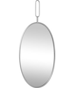LW Collection wandspiegel zilver rond ovaal 45x96 cm metaal - grote spiegel muur - industrieel - woonkamer gang - badkamerspiegel - muurspiegel slaapkamer zilveren rand - hangspiegel met luxe design