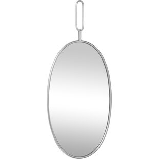 LW Collection wandspiegel zilver rond ovaal 45x96 cm metaal - grote spiegel muur - industrieel - woonkamer gang - badkamerspiegel - muurspiegel slaapkamer zilveren rand - hangspiegel met luxe design