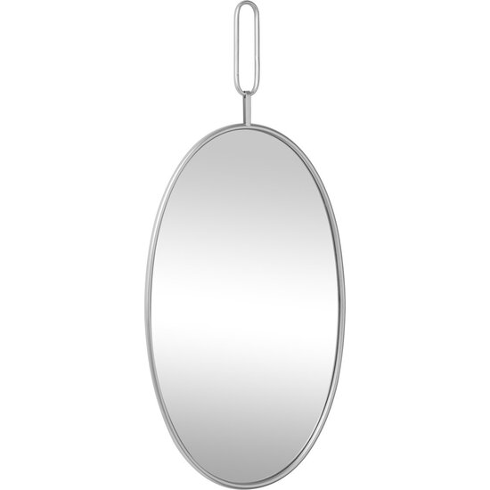 LW collection LW Collection wandspiegel zilver rond ovaal 45x96 cm metaal - grote spiegel muur - industrieel - woonkamer gang - badkamerspiegel - muurspiegel slaapkamer zilveren rand - hangspiegel met luxe design