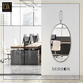 LW collection LW Collection wandspiegel zilver rond ovaal 45x96 cm metaal - grote spiegel muur - industrieel - woonkamer gang - badkamerspiegel - muurspiegel slaapkamer zilveren rand - hangspiegel met luxe design