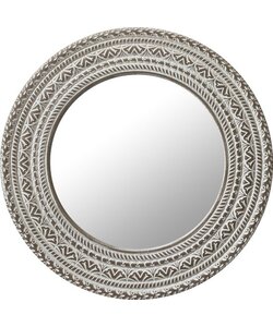 LW Collection wandspiegel bruin vintage rond 60x60 cm hout - grote spiegel muur - industrieel - woonkamer gang - badkamerspiegel - muurspiegel slaapkamer bruine rand - hangspiegel met luxe design