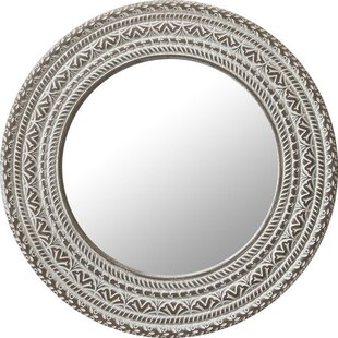 LW Collection wandspiegel bruin vintage rond 60x60 cm hout - grote spiegel muur - industrieel - woonkamer gang - badkamerspiegel - muurspiegel slaapkamer bruine rand - hangspiegel met luxe design