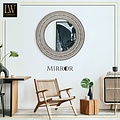 LW collection LW Collection wandspiegel bruin vintage rond 60x60 cm hout - grote spiegel muur - industrieel - woonkamer gang - badkamerspiegel - muurspiegel slaapkamer bruine rand - hangspiegel met luxe design