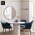 LW collection LW Collection wandspiegel met touw zilver rond 50x50 cm metaal - grote spiegel muur - industrieel - woonkamer gang - badkamerspiegel - muurspiegel slaapkamer zilveren rand - hangspiegel met luxe design