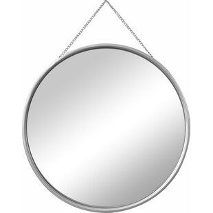 LW Collection wandspiegel met touw zilver rond 50x50 cm metaal - grote spiegel muur - industrieel - woonkamer gang - badkamerspiegel - muurspiegel slaapkamer zilveren rand - hangspiegel met luxe design