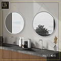 LW collection LW Collection wandspiegel met touw zilver rond 50x50 cm metaal - grote spiegel muur - industrieel - woonkamer gang - badkamerspiegel - muurspiegel slaapkamer zilveren rand - hangspiegel met luxe design