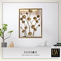 LW collection LW Collection wandspiegel goud rechthoek 61x70 cm metaal - grote spiegel muur - industrieel - woonkamer gang - badkamerspiegel - muurspiegel slaapkamer gouden rand - hangspiegel met luxe design met bloemen