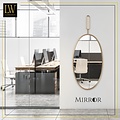 LW collection LW Collection wandspiegel goud rond ovaal 45x96 cm metaal - grote spiegel muur - industrieel - woonkamer gang - badkamerspiegel - muurspiegel slaapkamer gouden rand - hangspiegel met luxe design