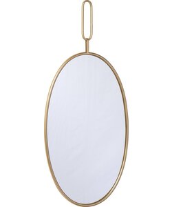 LW Collection wandspiegel goud rond ovaal 45x96 cm metaal - grote spiegel muur - industrieel - woonkamer gang - badkamerspiegel - muurspiegel slaapkamer gouden rand - hangspiegel met luxe design