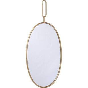 LW Collection wandspiegel goud rond ovaal 45x96 cm metaal - grote spiegel muur - industrieel - woonkamer gang - badkamerspiegel - muurspiegel slaapkamer gouden rand - hangspiegel met luxe design