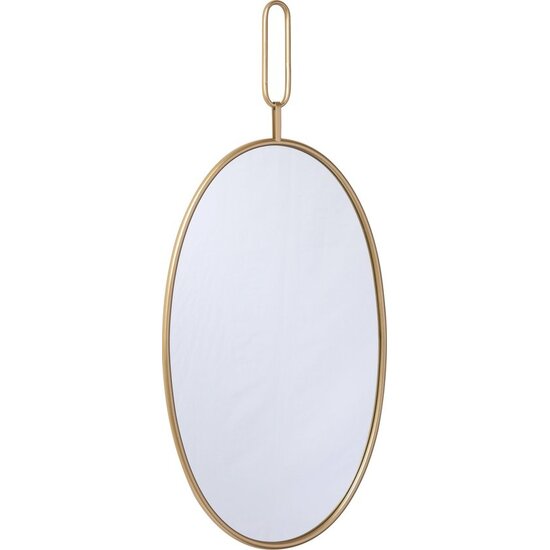 LW collection LW Collection wandspiegel goud rond ovaal 45x96 cm metaal - grote spiegel muur - industrieel - woonkamer gang - badkamerspiegel - muurspiegel slaapkamer gouden rand - hangspiegel met luxe design