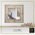 Always LW Collection wandspiegel bruin vierkant 60x60 cm hout - grote spiegel muur - industrieel - woonkamer gang - badkamerspiegelmuurspiegel slaapkamer houten rand - hangspiegel met luxe design