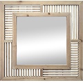 Always LW Collection wandspiegel bruin vierkant 60x60 cm hout - grote spiegel muur - industrieel - woonkamer gang - badkamerspiegelmuurspiegel slaapkamer houten rand - hangspiegel met luxe design