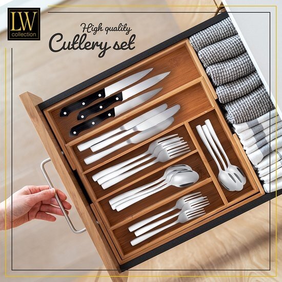 LW collection LW Collection bestekset 6 persoons 36 stuks zilverkleurig - bestek set zilver vaatwasserbestendig - Lepels, Messen, Vorken & Steakmessen