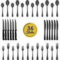 LW collection LW Collection bestekset 6 persoons 36 stuks Zwart - bestek set zwart vaatwasserbestendig - Lepels, Messen, Vorken & Steakmessen