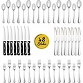 LW collection LW Collection bestekset 8 persoons 48 stuks zilverkleurig - bestek set zilver vaatwasserbestendig - Lepels, Messen, Vorken & Steakmessen