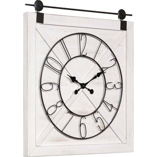 LW Collection XL wandklok hout/metaal 80cm - Grote houten metalen klok - Industriële wandklok - Moderne wandklok - landelijke wandklok