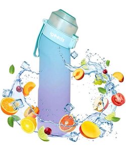 Igoods Drinkfles - Geurfles - Sportfles - Waterfles Met Smaak - Smaak Op Basis Van Geur - 650ML - BPA Vrij - Inclusief 7 Smaken - Paars/Blauw