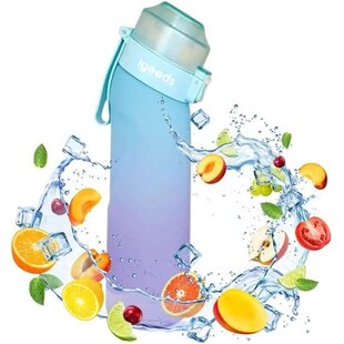 Igoods Drinkfles - Geurfles - Sportfles - Waterfles Met Smaak - Smaak Op Basis Van Geur - 650ML - BPA Vrij - Inclusief 7 Smaken - Paars/Blauw