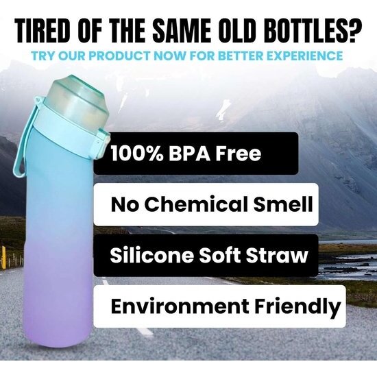 Igoods Igoods Drinkfles - Geurfles - Sportfles - Waterfles Met Smaak - Smaak Op Basis Van Geur - 650ML - BPA Vrij - Inclusief 7 Smaken - Paars/Blauw