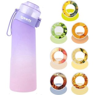 Igoods Drinkfles - Geurfles - Sportfles - Waterfles Met Smaak - Smaak Op Basis Van Geur - 650ML - BPA Vrij - Inclusief 7 Smaken - Paars/Roze