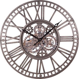 LW Collection wandklok met draaiende tandwielen Zilver 60cm - Radar wandklok Zilver - wandklok met bewegende wandwielen