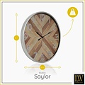 LW collection LW Collection wandklok zilver hout met glas 60cm - Grote moderne houten zilverkleurige glazen muurklok - Houten klok stil uurwerk - Wandklok hout glas